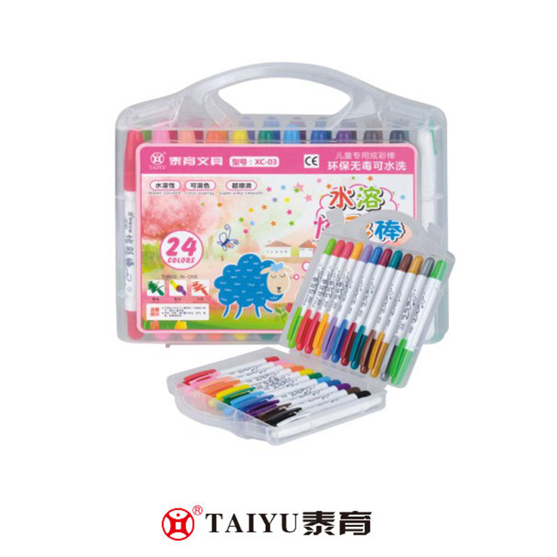 学生は Pp ボックスでクレヨン 24 色を使用します。ペンホルダー付きスムーズペイント Crayon-XC 03